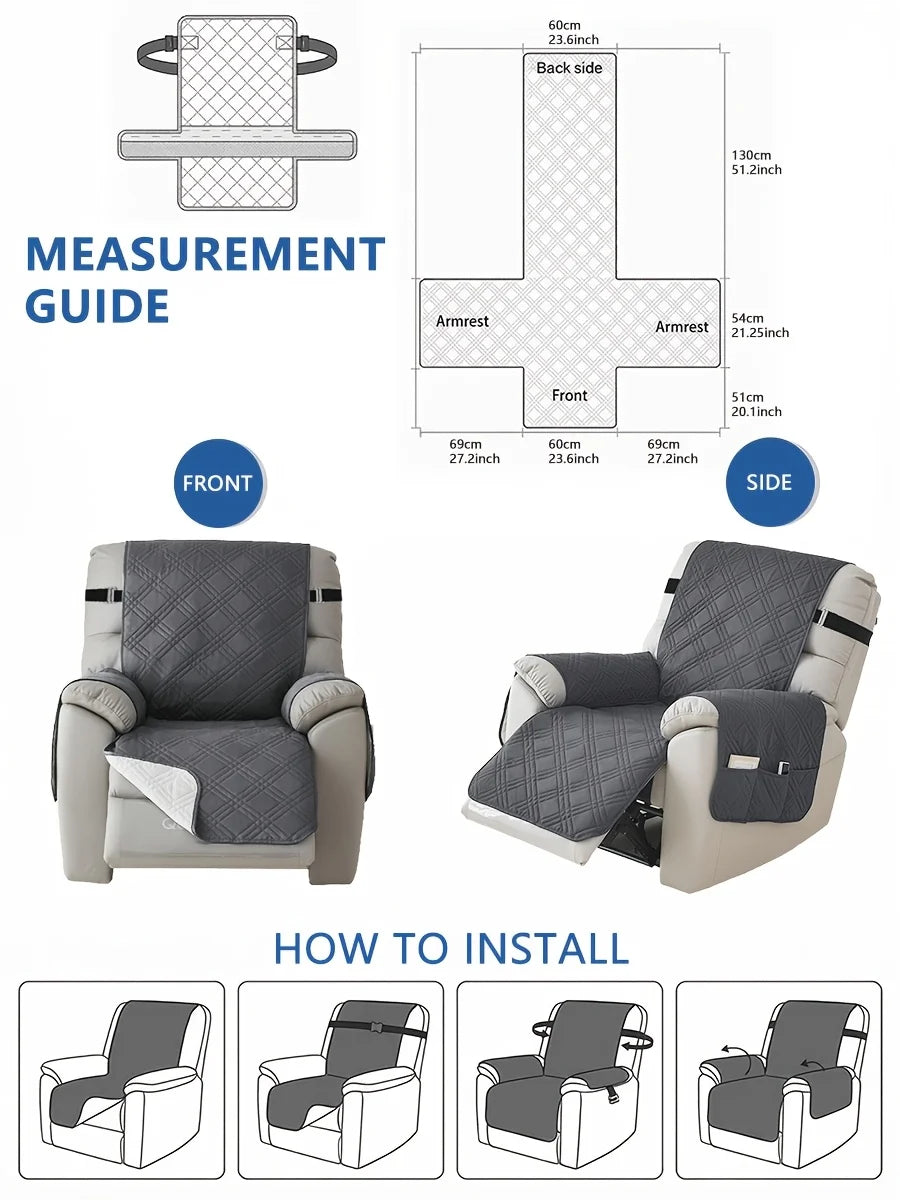 Recliner Cover with Pocket, Anti-Slip Sofa Cushion, Easy Installation