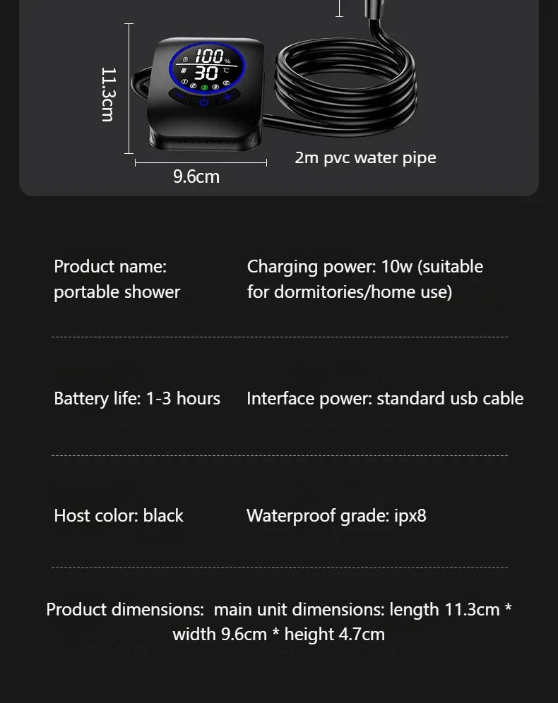 Portable Camping Shower Set with 20L Bucket and Rechargeable Shower Head