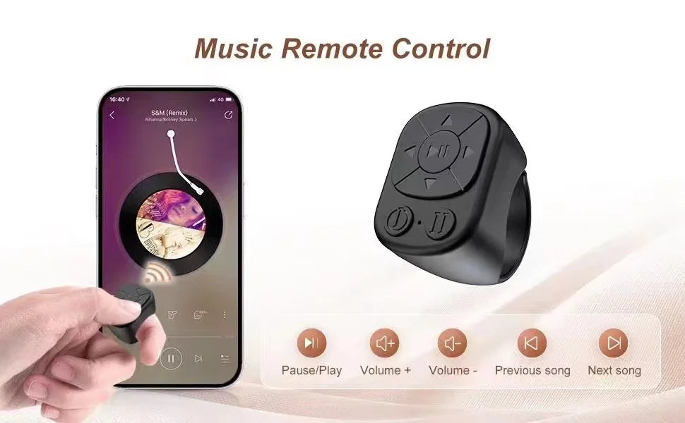 Tiktok Scrolling Ring Remote Control for iPhone iPad Android Bluetooth