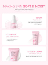 Sakura Skin Care Set - Facial Cleanser, Cream, Serum, Toner - Moisturizing Kit