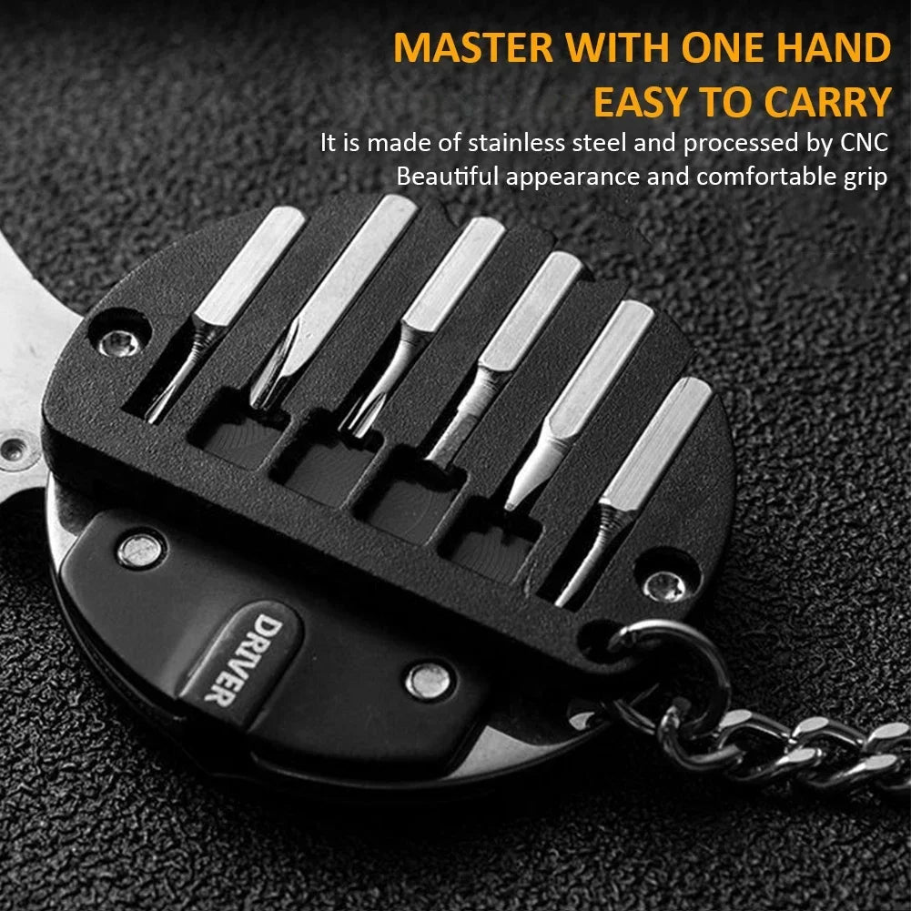 Multifunctional Keychain Screwdriver Hexagon Folding Coin Knife EDC Tool