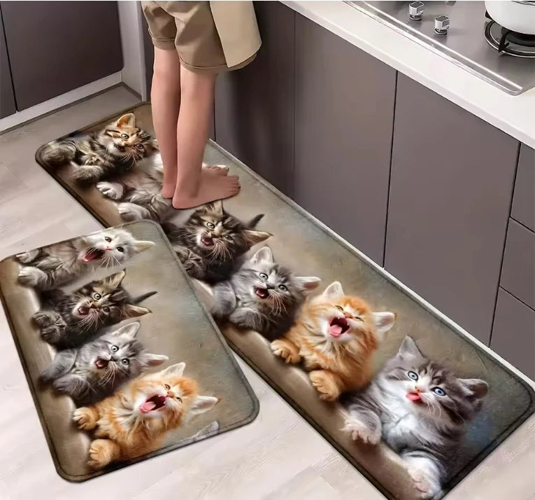 Cat Kitchen Rug Runner Mat Soft Comfortable 1/2pcs for Home Decor