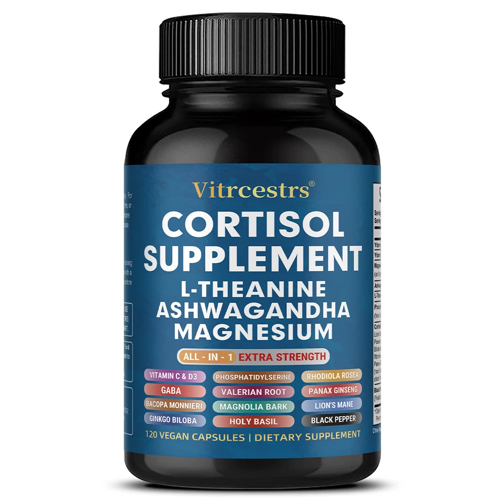 Cortisol Support Supplement with Magnesium, 60 Capsules for Daily Use