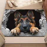 3D Illusion German Shepherd Doormat Soft Non-Slip Indoor Outdoor Rug
