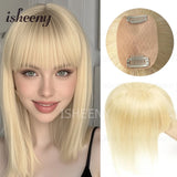 Human Hair Topper Hair Pieces 8-14 Inch Straight with Thinning Bangs