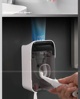Automatic Toothpaste Dispenser Wall-Mounted Squeezer Toothbrush Holder Rack