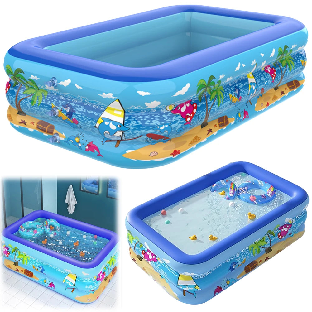 Large Inflatable Family Swimming Pool for Outdoor Fun and Relaxation