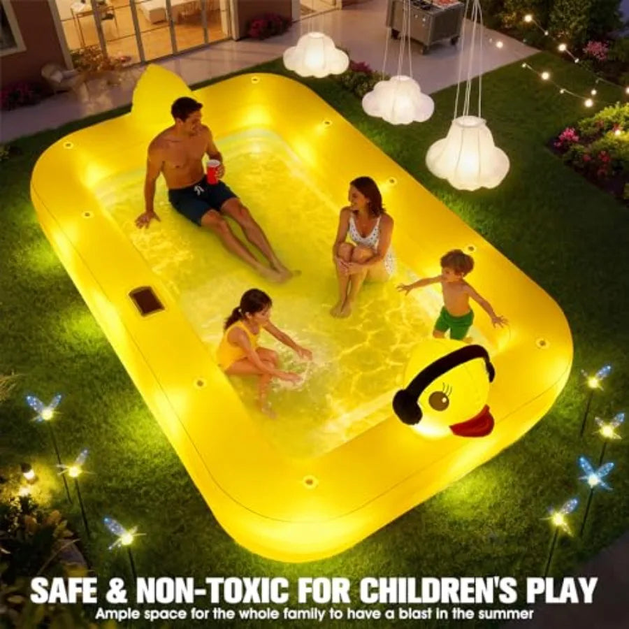 Inflatable Backyard Pool for Kids and Adults, Durable PVC, 100x63x22 Inches