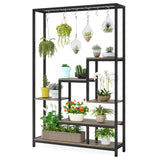 Tribesigns 5-Tier Tall Indoor Plant Stand with 10 Hanging Hooks, 70.9 Inches