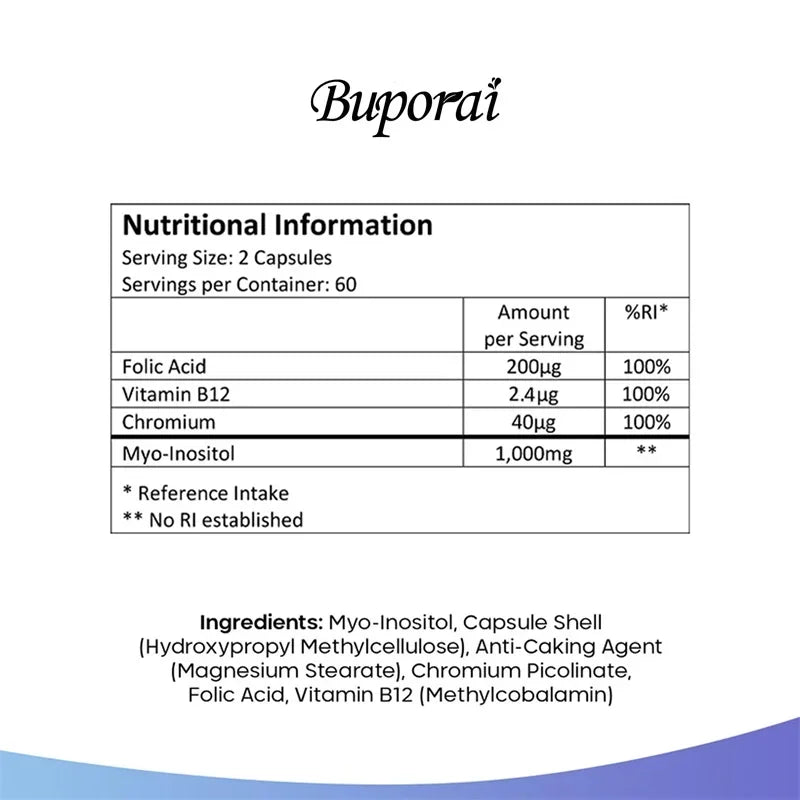 Myo-Inositol Supplement for Hormonal Balance & Ovarian Health - 120 Capsules