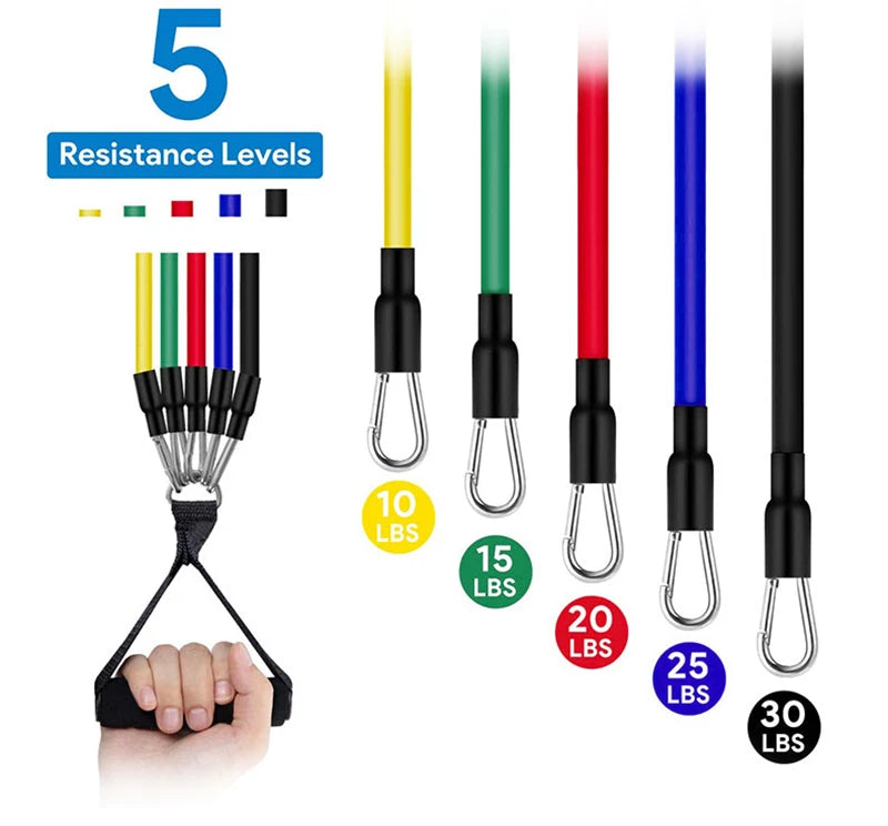 11pcs Resistance Bands Set with Ankle Strap & Chest Expander for Fitness Pilates