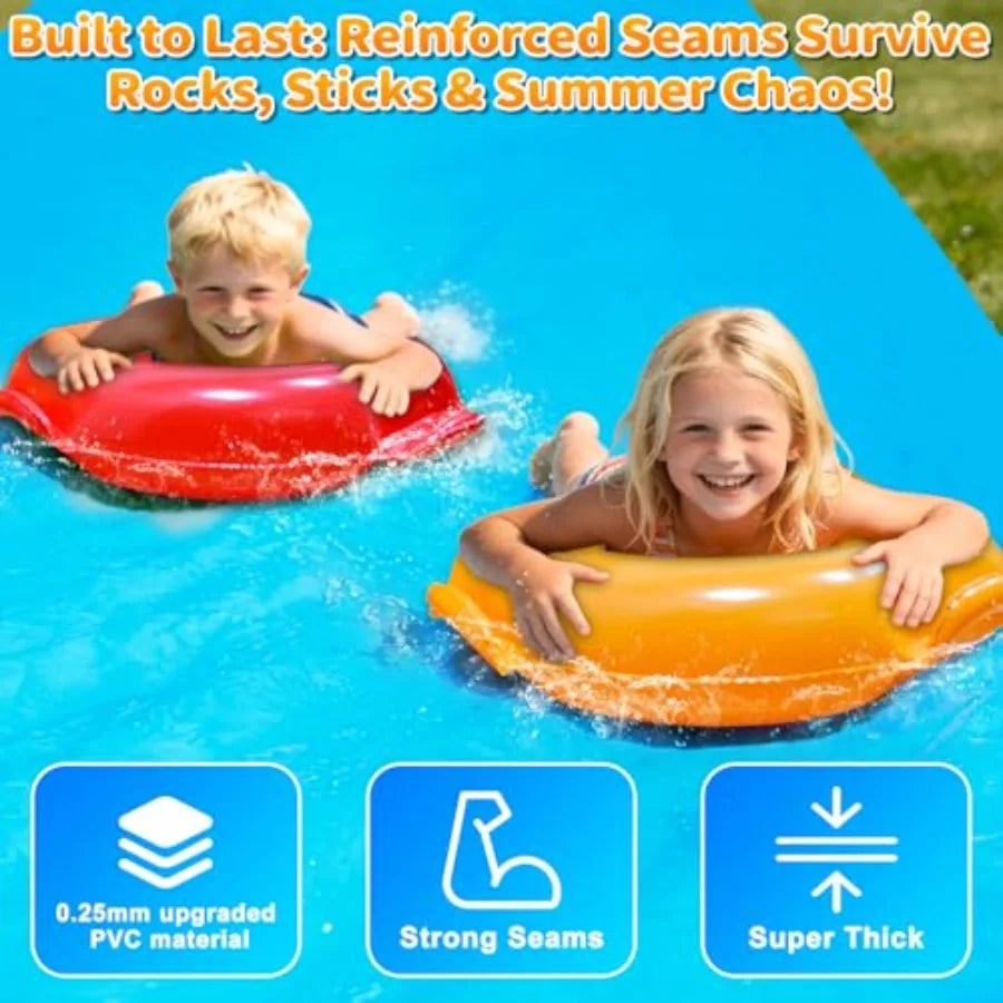 Extra Long Heavy Duty Lawn Water Slide with 3 Bodyboards