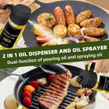 Oil Sprayer 2-in-1 Olive Oil Dispenser 16oz Glass Kitchen Mister