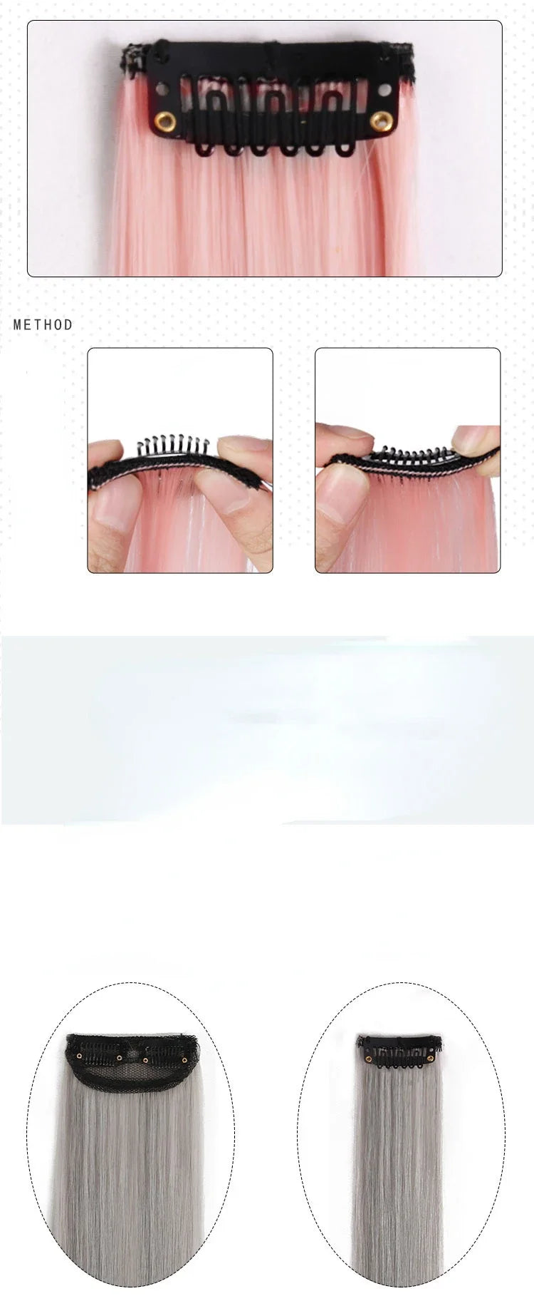 60cm Clip In Hair Extensions Synthetic Long Straight Hairpiece Accessories