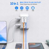 Power Strip with 6 AC Outlets & 4 USB Ports, Multi Socket Fast Charging
