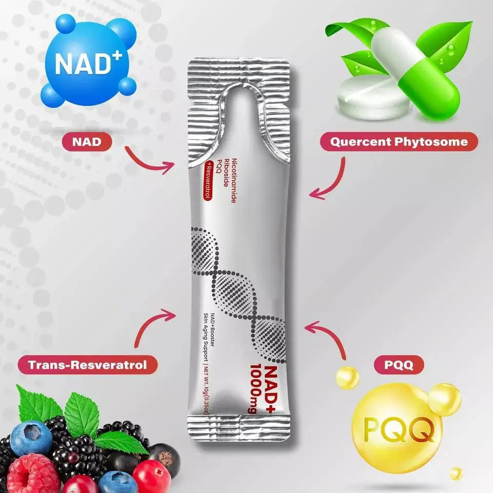 NAD 1000mg Liquid Supplement Packets with Nicotinamide Riboside & Resveratrol