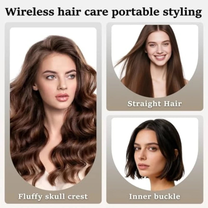 Wireless Mini Hair Straightener Brush, Rechargeable for Travel Gift