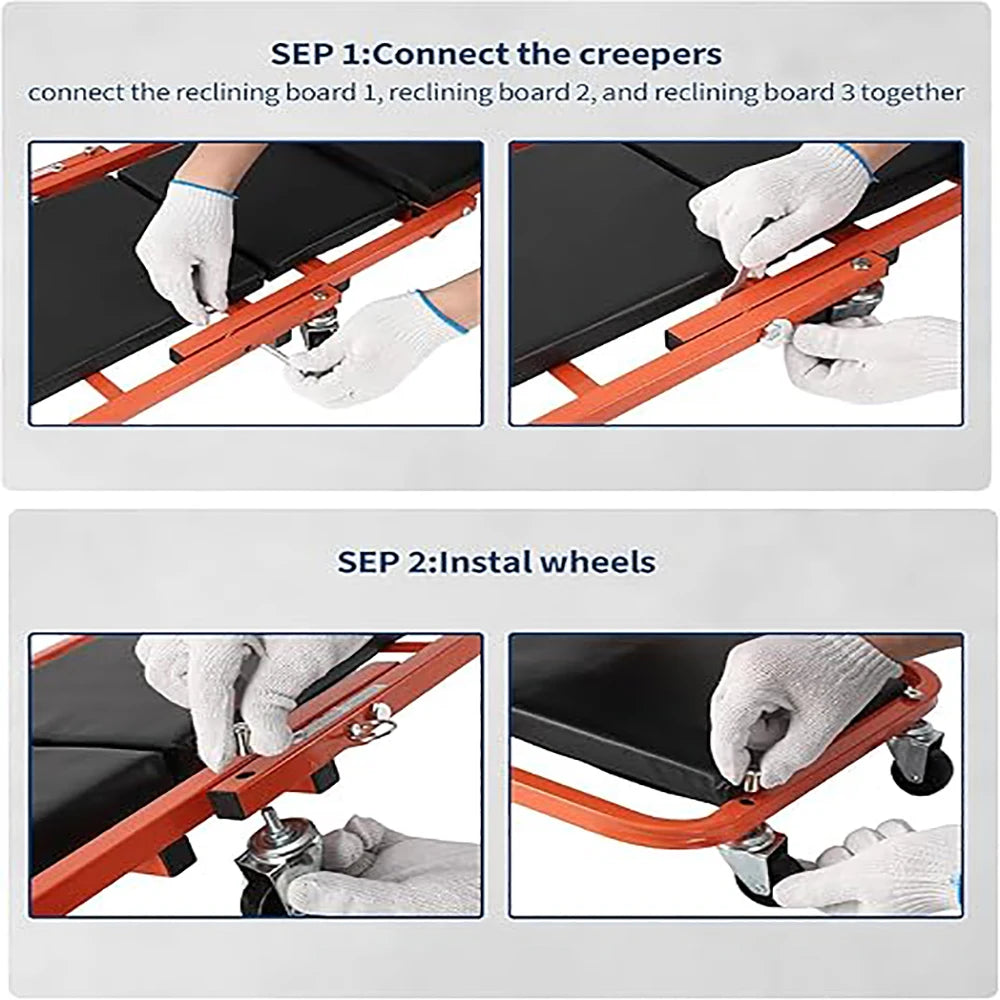 Foldable Garage Creeper Shop Seat, 300LBS Capacity, Automotive Repair Tool