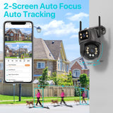 4K HD Wifi PTZ Camera 8MP Dual Lens Outdoor AI Auto Tracking Surveillance