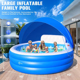 Inflatable Pool with Seats & Headrest, Oversized 90x90x20, Durable PVC