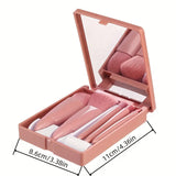 Portable Makeup Brush Set 5Pcs with Mirror - Travel Kit