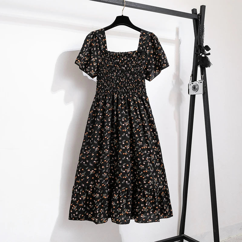 Chiffon Midi Dress for Women | Floral Print | Short Sleeve | Casual Wear