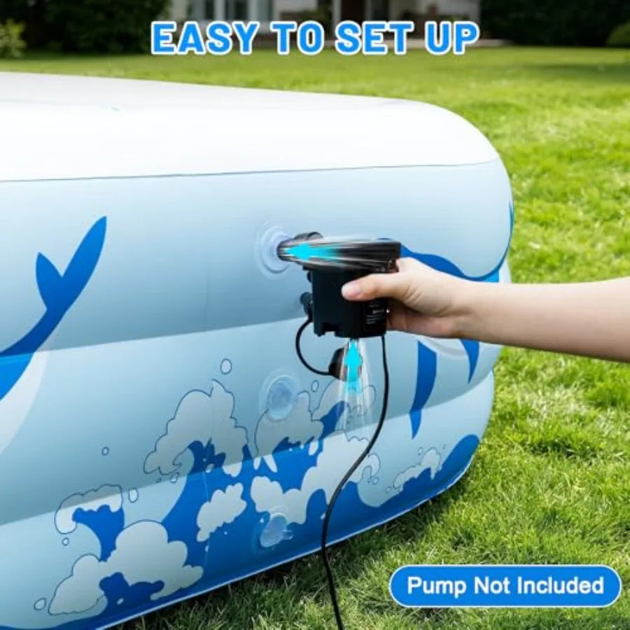 Inflatable Backyard Swimming Pool for Kids & Adults - 7-Color LED Light