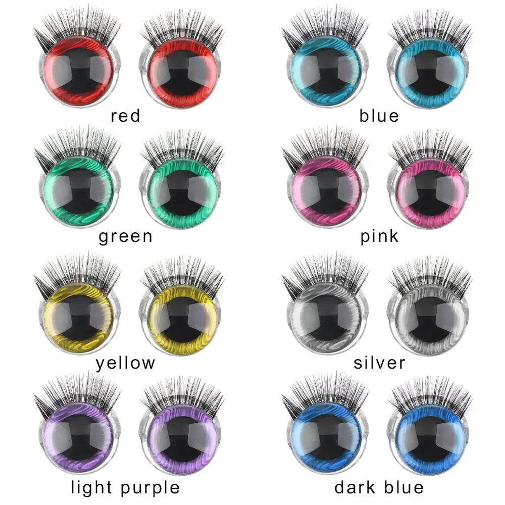3D Glitter Doll Safety Eyes 20MM with Eyelash for Crochet Toys 1 Pair