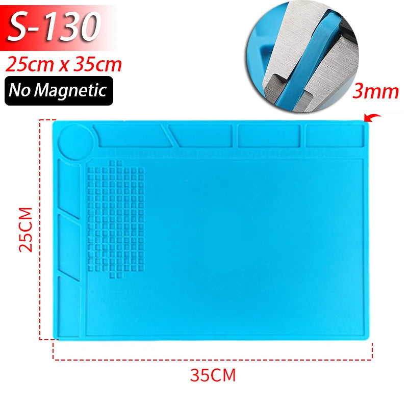 Soldering Station Mat Silicone Heat Resistant 932°F Anti-Static Magnetic Mat