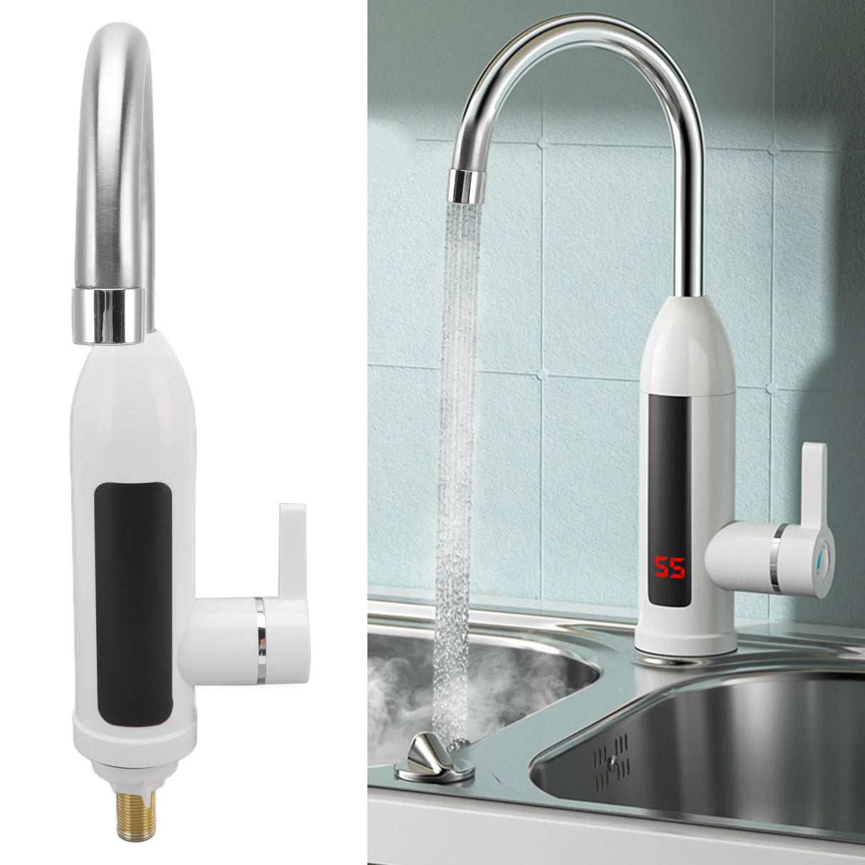 3000W Instant Water Heater Faucet 360° Rotatable Kitchen Tap for Home