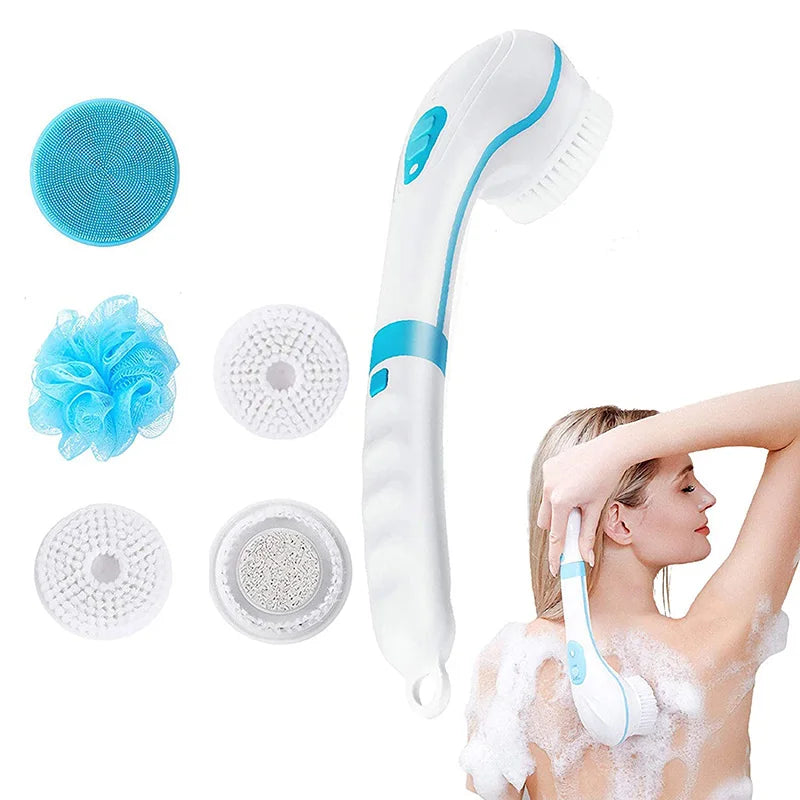 5 In 1 Electric Bath Brush Silicone Handheld Exfoliating Tool USB Waterproof