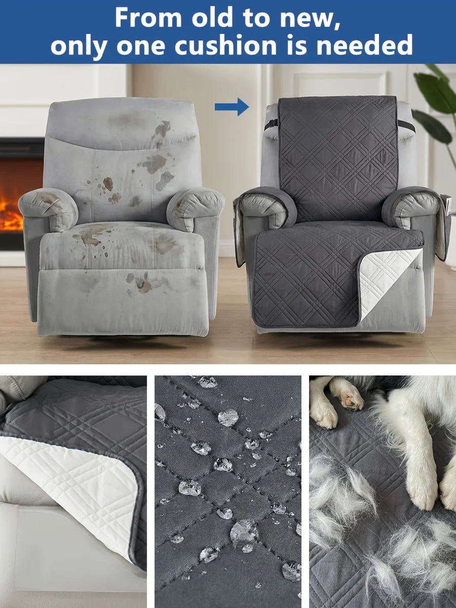 Recliner Cover with Pocket, Anti-Slip Sofa Cushion, Easy Installation
