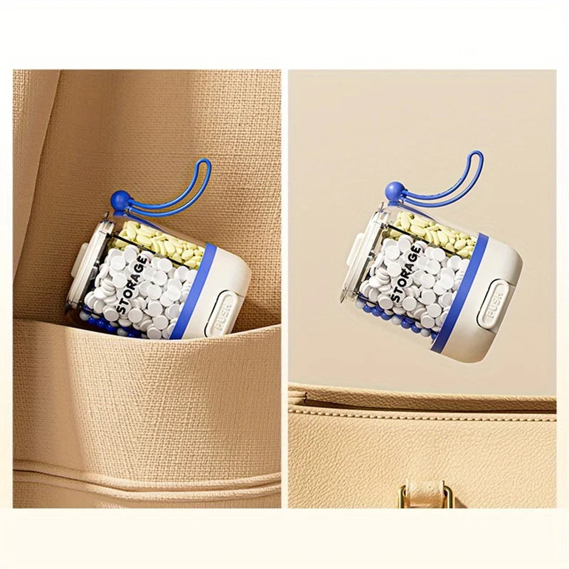 Portable Pill Divider Bottle, 4-Compartment Vitamin Storage Box
