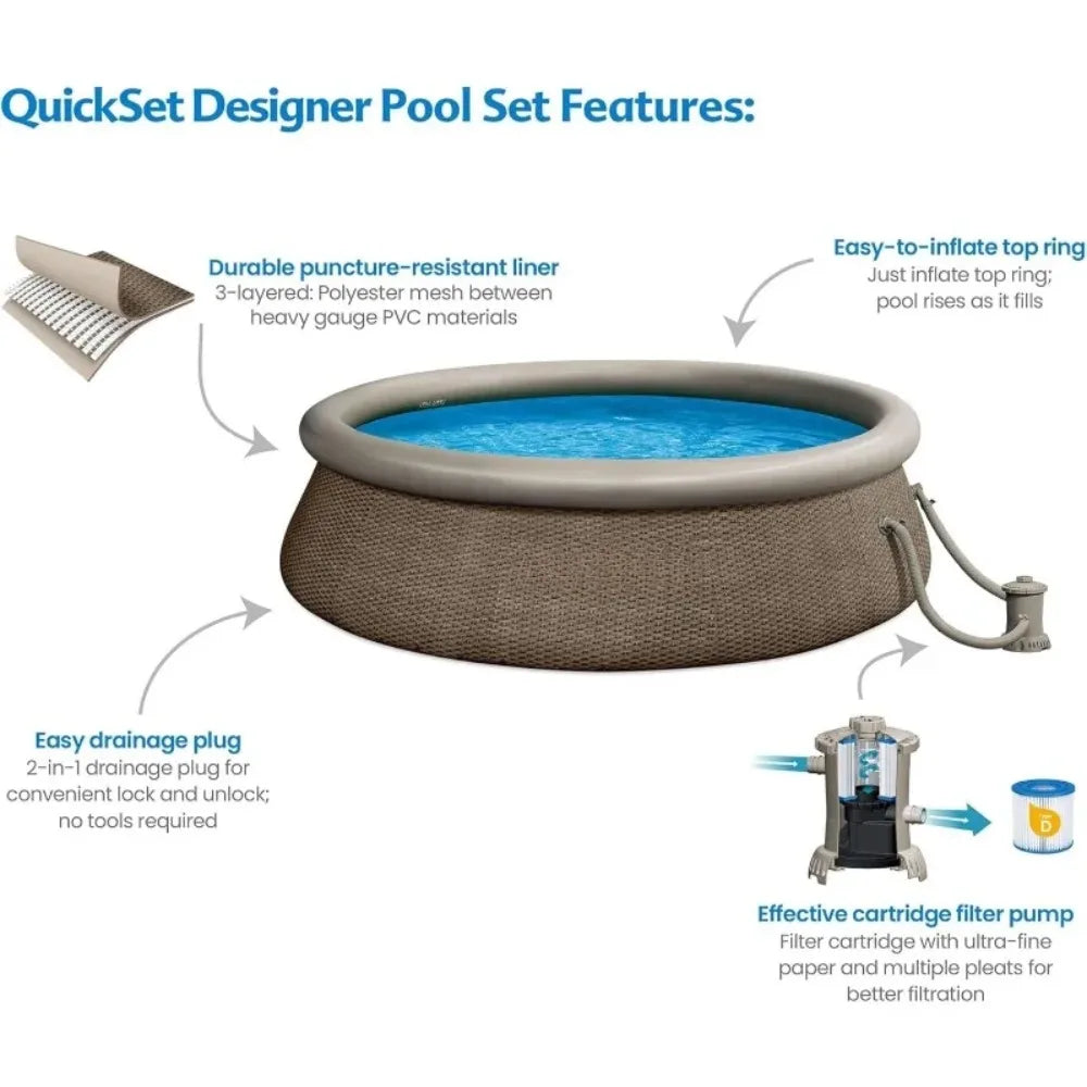 12' x 36" Quickset Ring Top Above Ground Pool with Pump and Filter