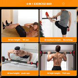 Adjustable Pull-Up Bar with Level Gauge 69-92cm, 200kg Max Load Capacity