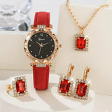 Luxury Rhinestone Women's Watch Set - 5pcs Elegant Quartz Wristwatch Gift