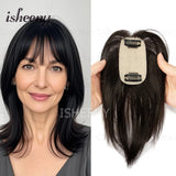 Human Hair Topper Hair Pieces 8-14 Inch Straight with Thinning Bangs