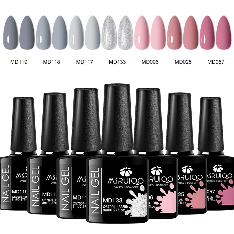 7pc Nail Gel Polish Set UV Soak Off Long Lasting Manicure Art Kit