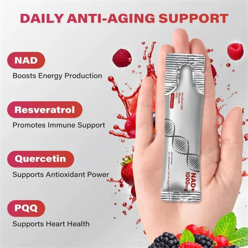 NAD 1000mg Liquid Supplement Packets with Nicotinamide Riboside & Resveratrol