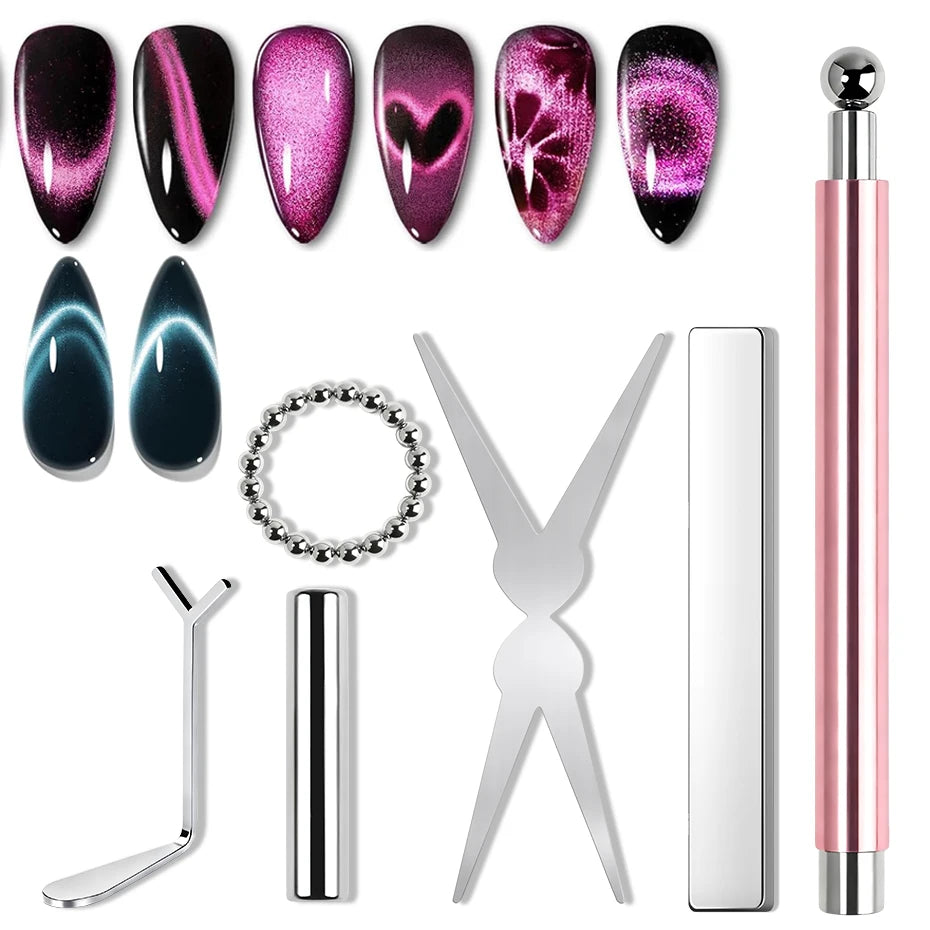 Cat Eye Nail Magnet Tool Set - 6pcs for French Tips & Gel Polish Manicure