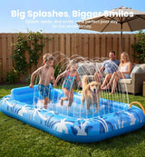 Inflatable Tanning Pool Lounger Float with Sprinkler, X-Large Size