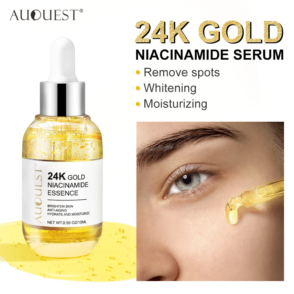 24K Gold Face Serum Niacinamide Hyaluronic Acid Anti-Wrinkle Skin Care