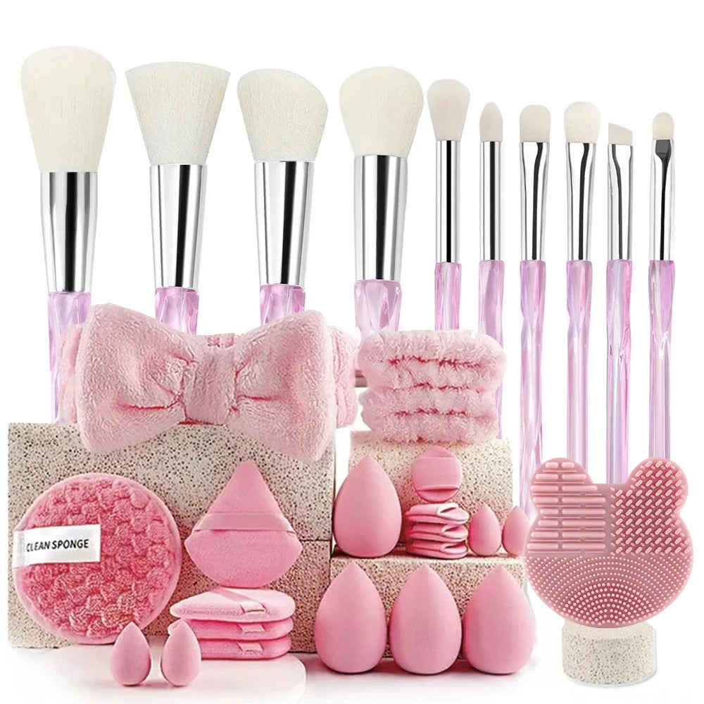 Pink Makeup Brush Set 20/40 Pieces with Beauty Blender - Gift Ready