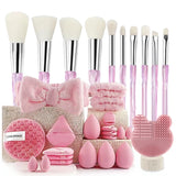 Pink Makeup Brush Set 20/40 Pieces with Beauty Blender - Gift Ready