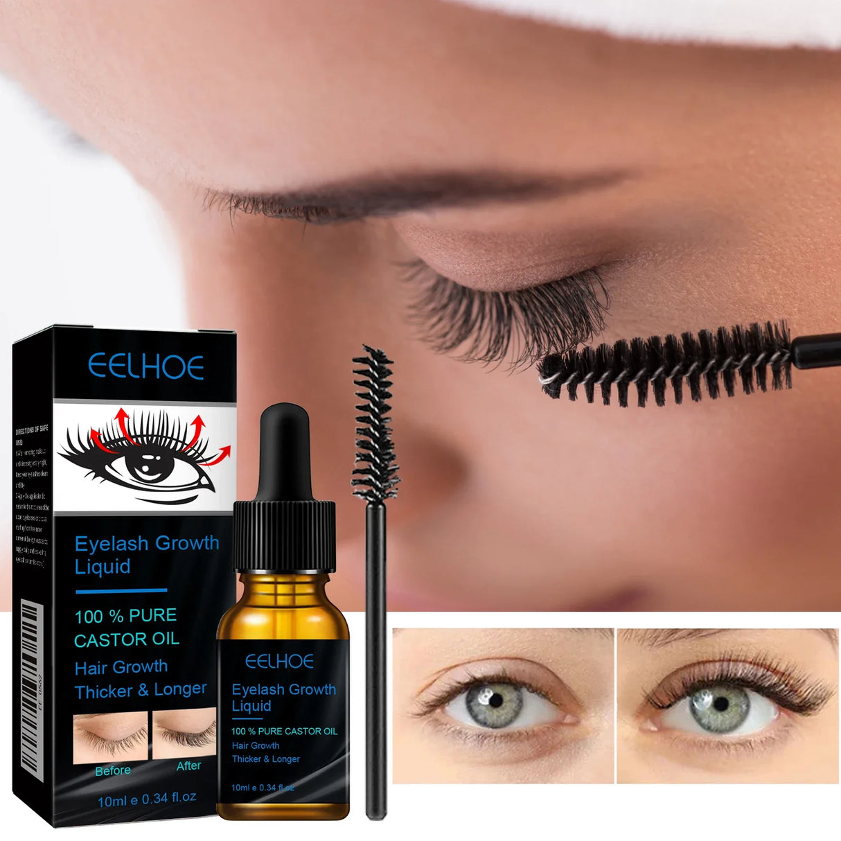 Natural Castor Oil Eyebrow & Eyelash Growth Serum - 30ml Makeup Product