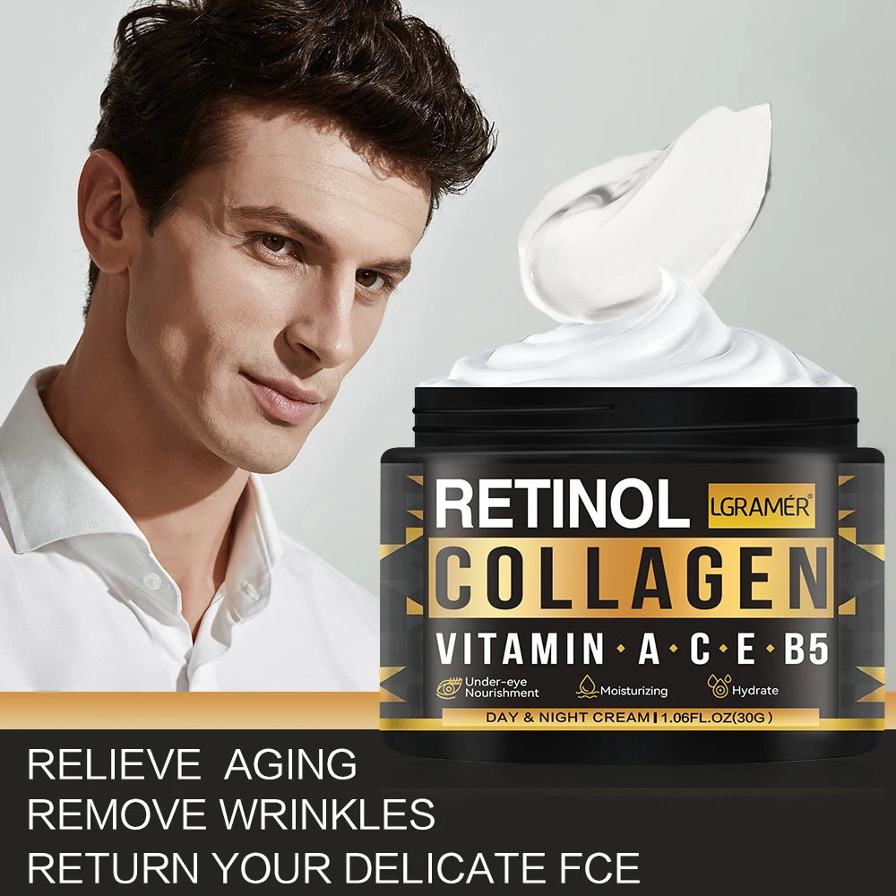 Men's Retinol Collagen Face Cream - Moisturizing, Hydrating, Anti-Aging