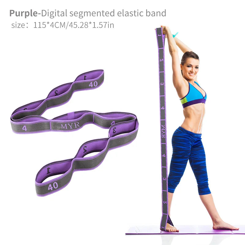 Elastic Yoga Stretching Strap with Loops for Ballet, Dance, Pilates