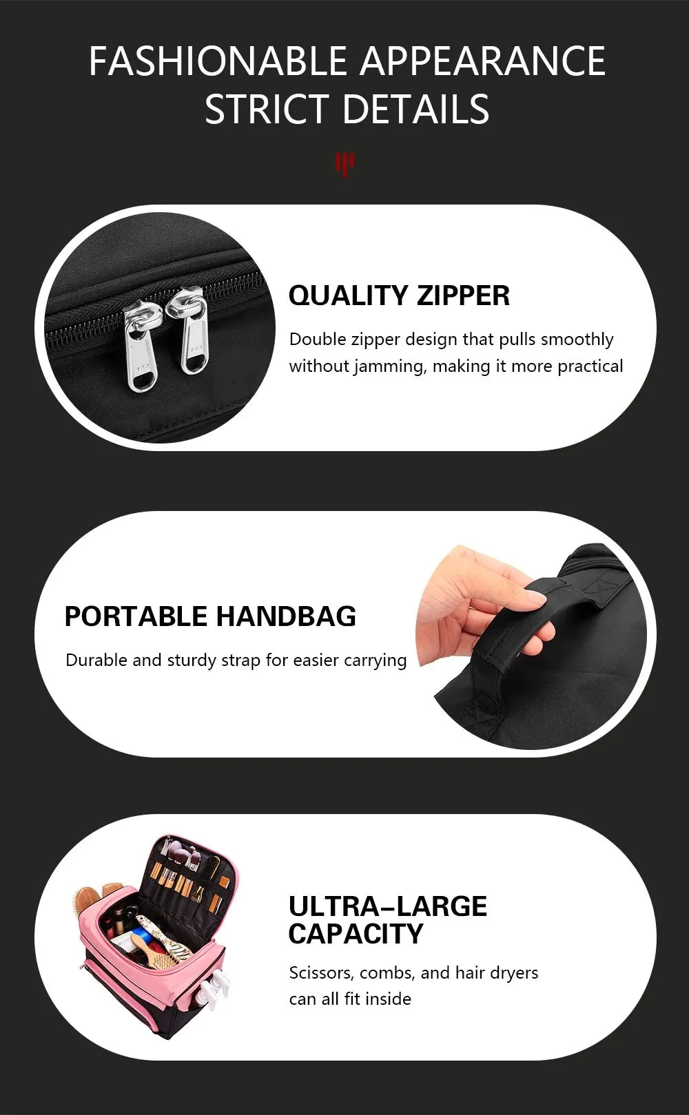Portable Makeup Bag Waterproof Storage Case for Travel & Salon Use