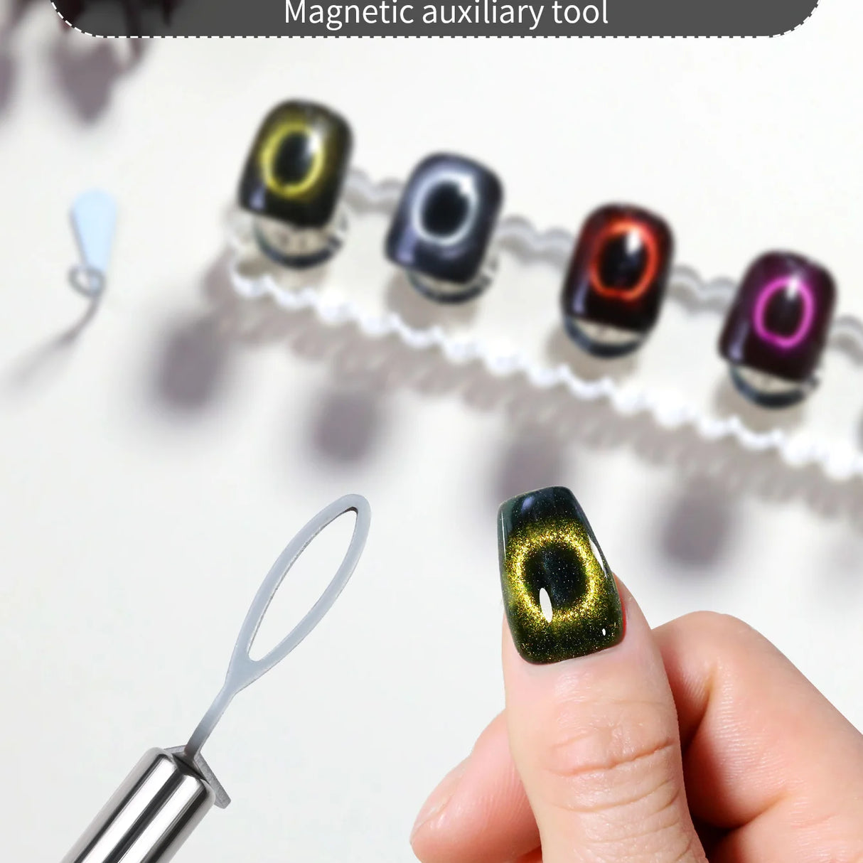 Cat Eye Magnet Set 9pcs for Nails - Heart Shaped Rabbit Design DIY Tool