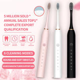 Sonic Electric Toothbrush IPX7 Waterproof USB Rechargeable 6 Modes
